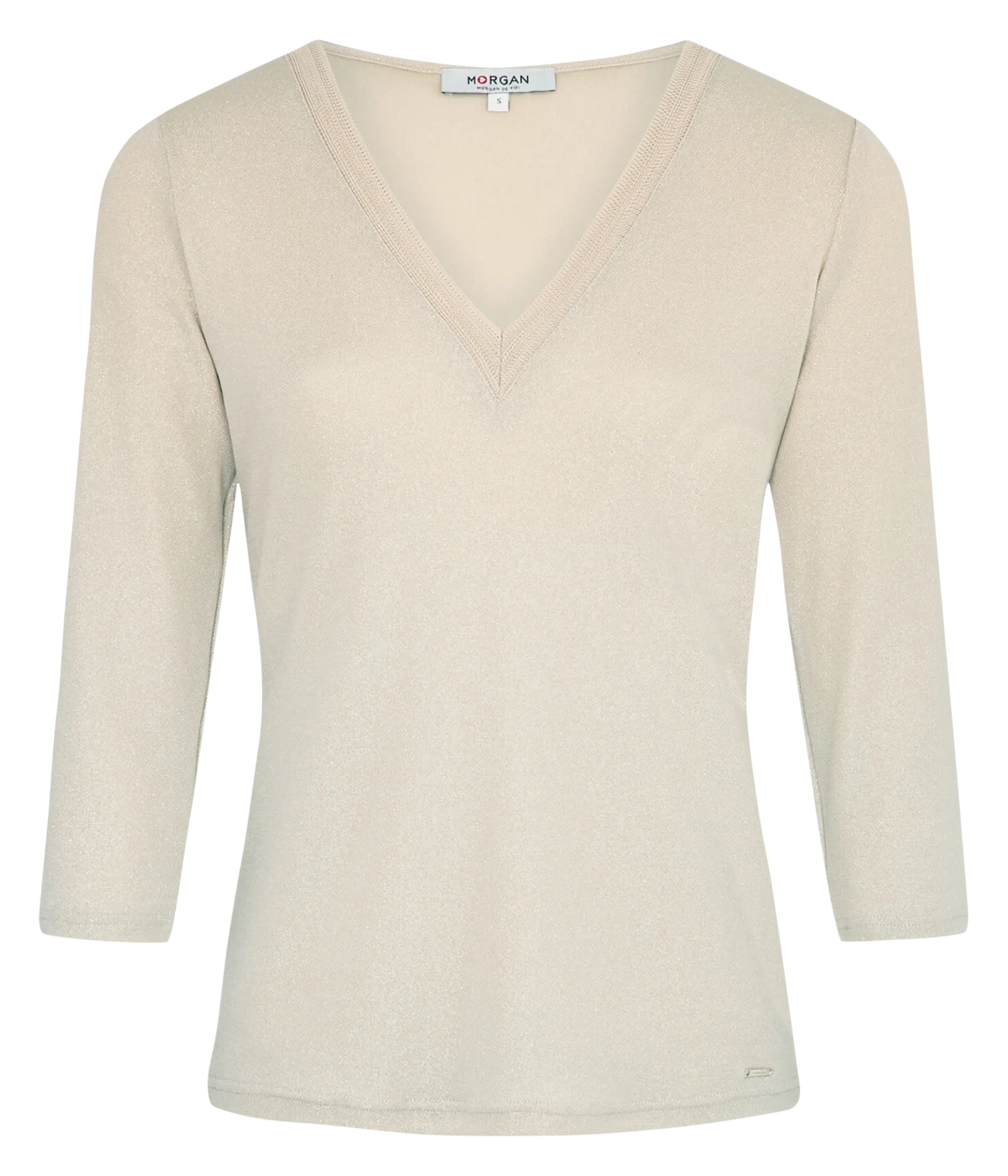 MORGAN TIWI  TOP CON CUELLO DE PICO EN BEIGE