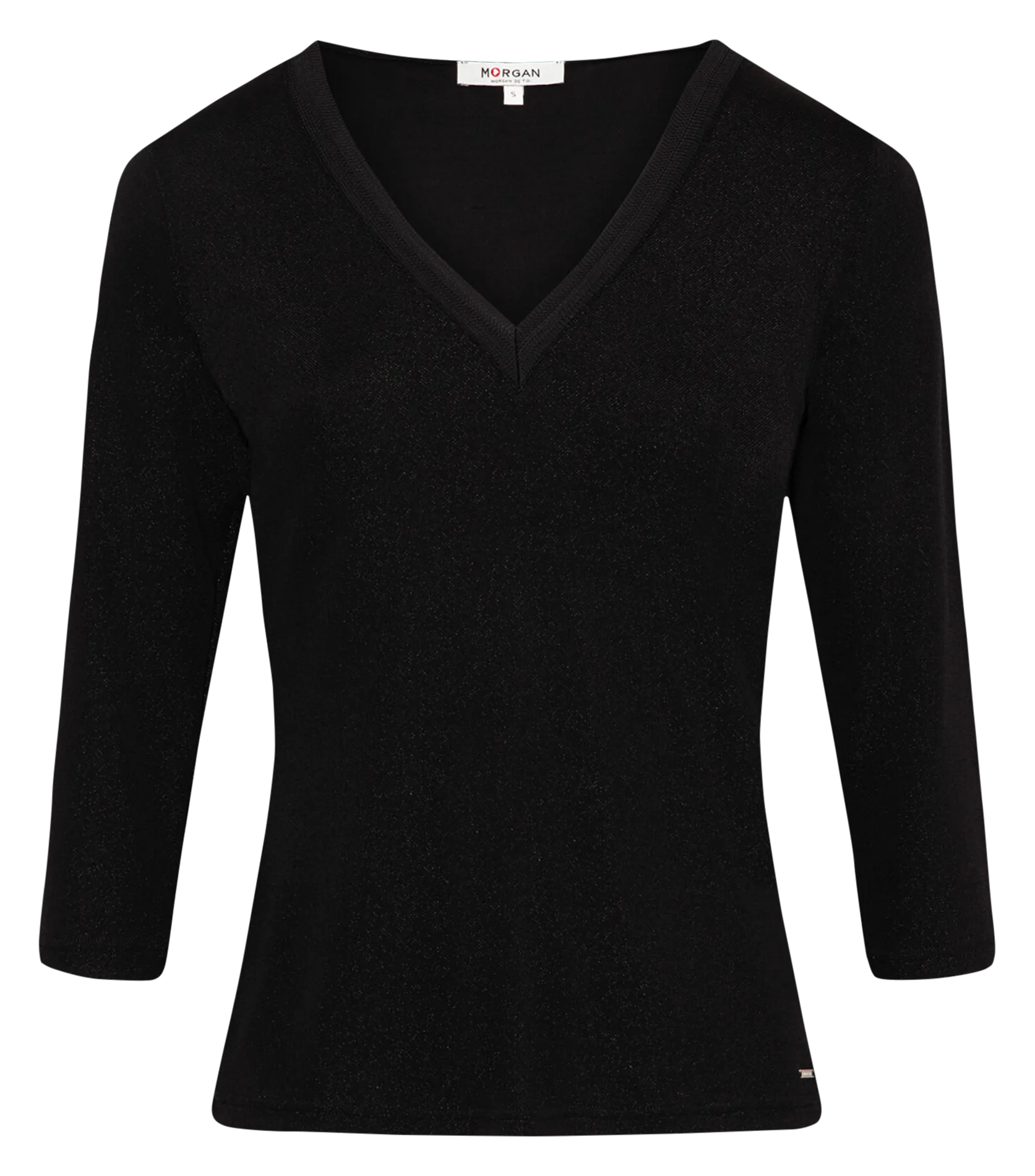 MORGAN TIWI  TOP CON CUELLO DE PICO EN NEGRO