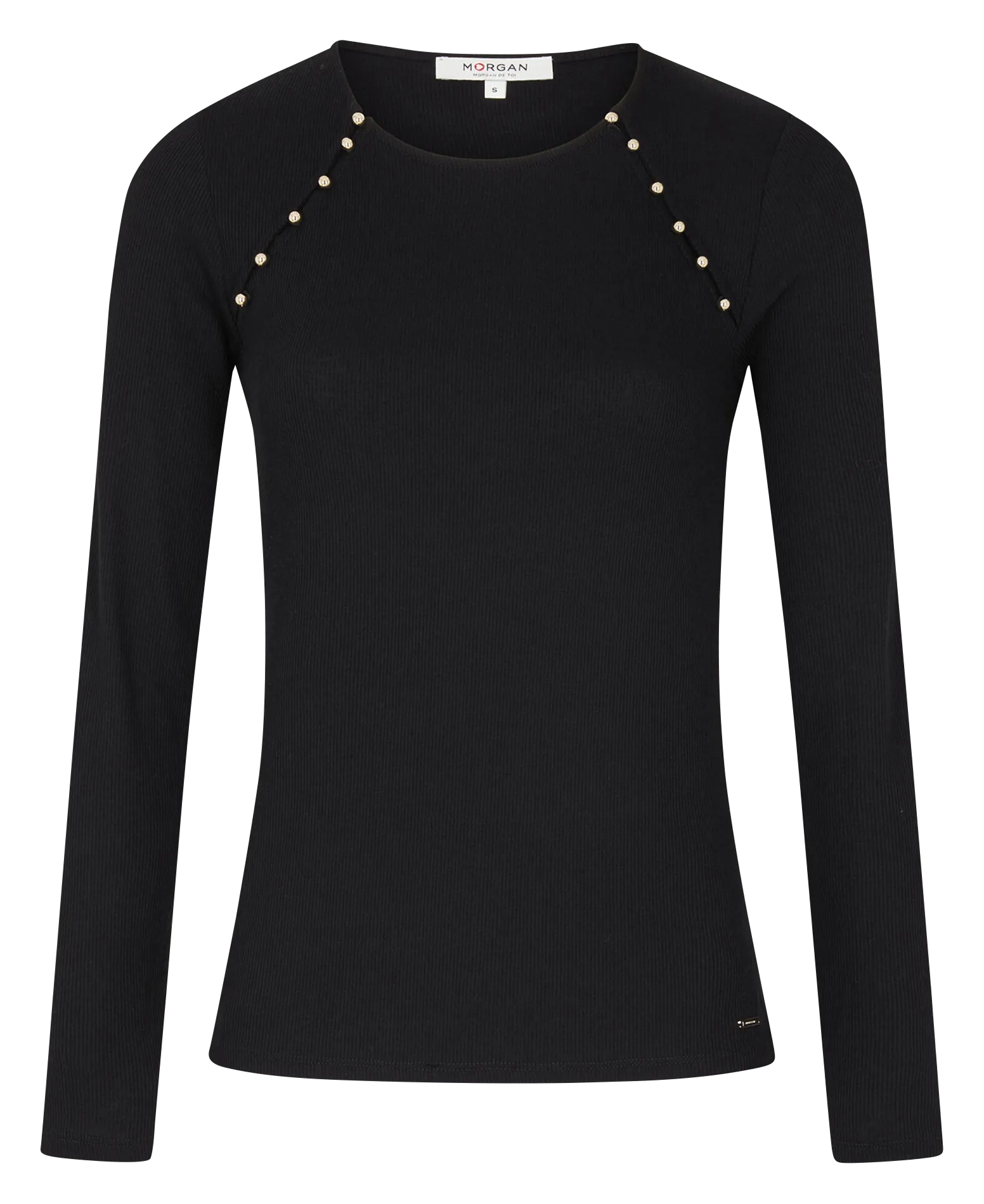 MORGAN TMILIE  CAMISETA AJUSTADA CON CUELLO REDONDO EN NEGRO