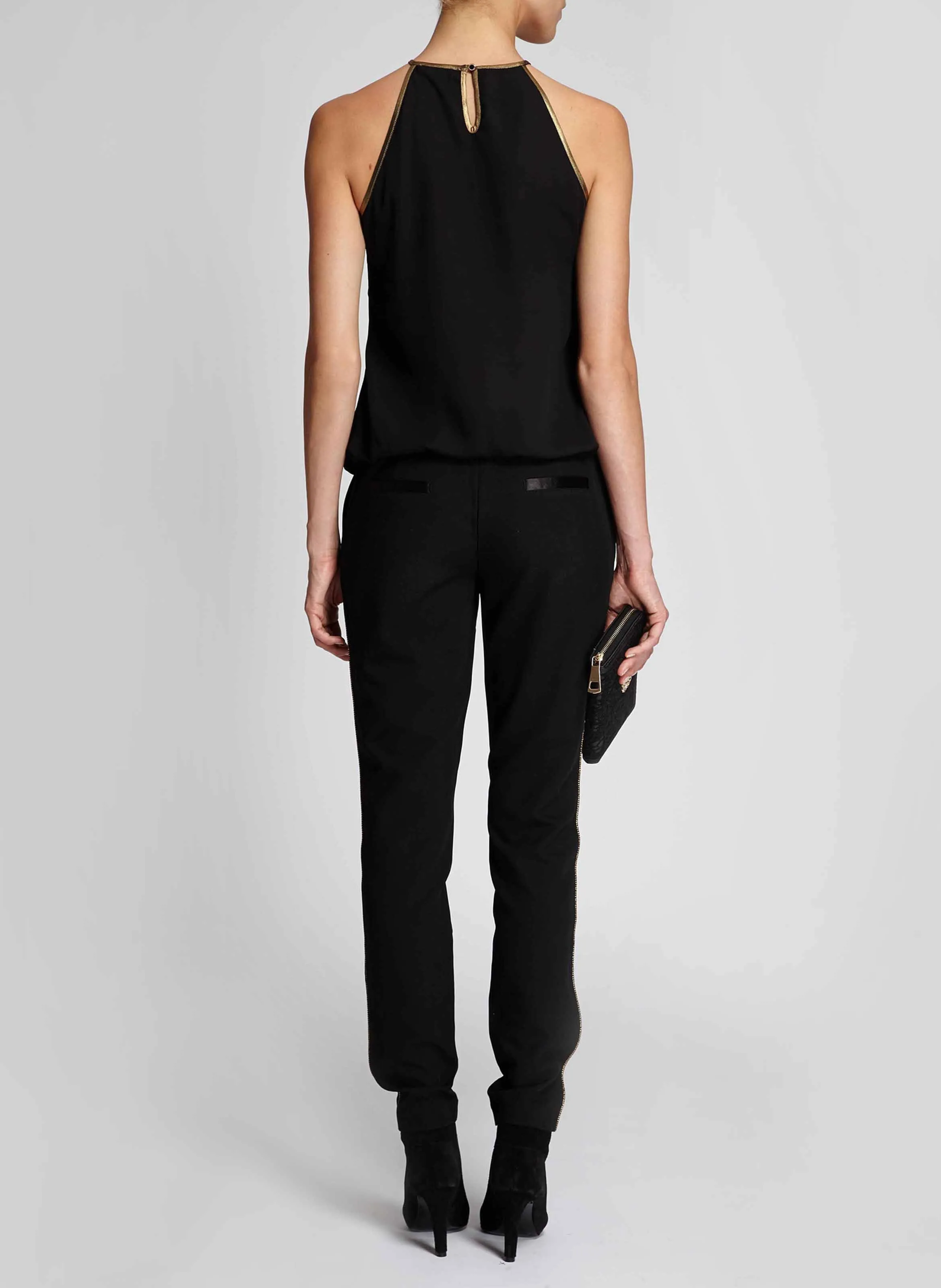 MORGAN Top con cuello de pico sin mangas en negro