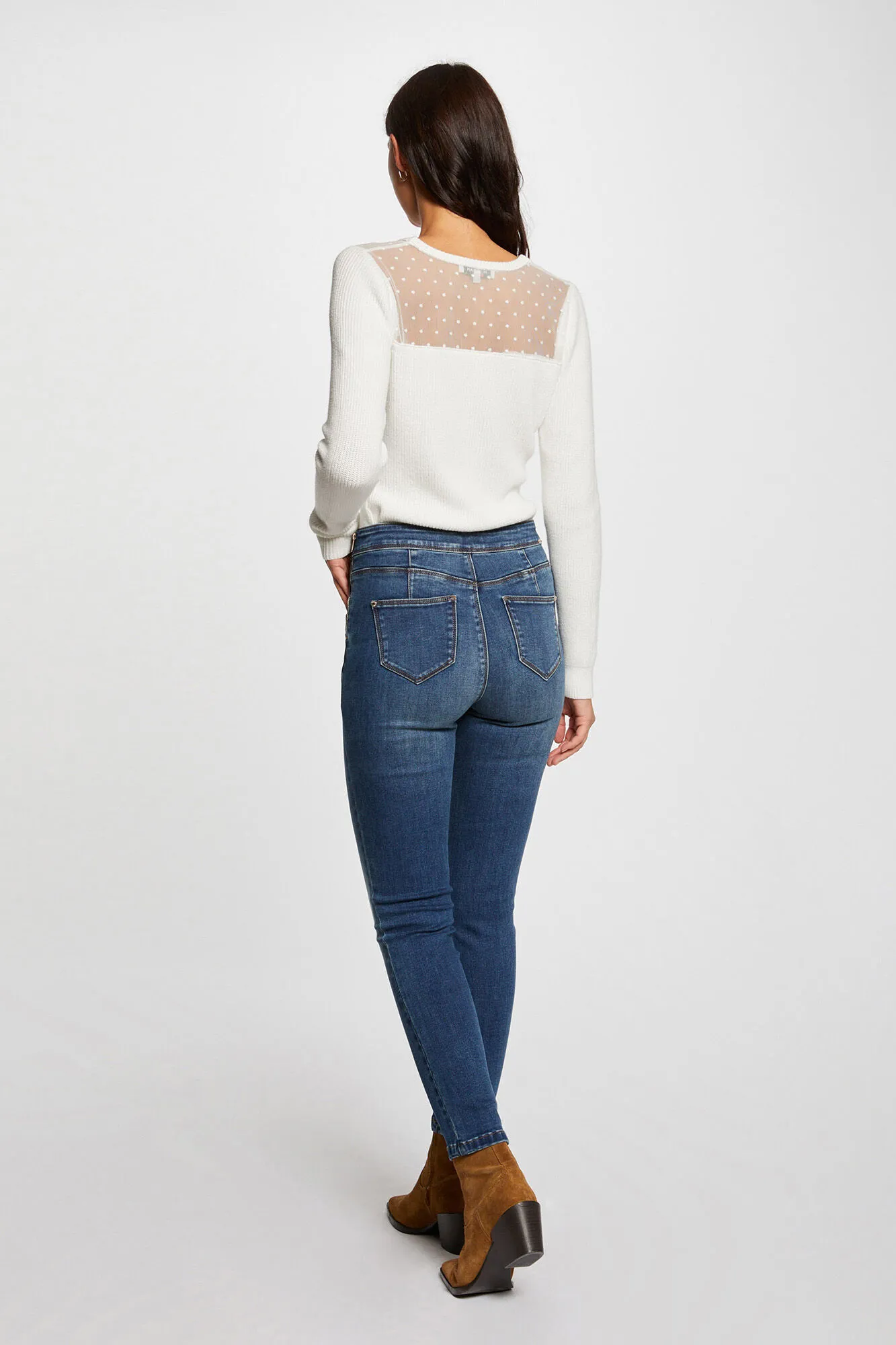 Morgan Vaquero skinny estilo corto con botones