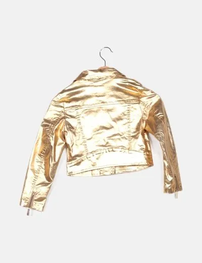 Moschino Cazadora biker dorada