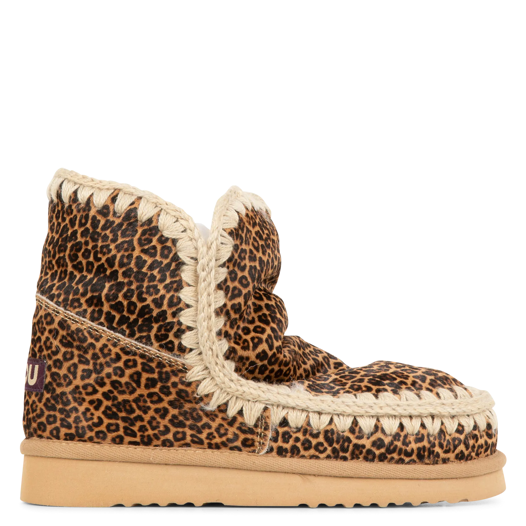 MOU ESKIMO 18  BOTINES DE CUERO CON ESTAMPADO DE LEOPARDO EN MULTICOLOR
