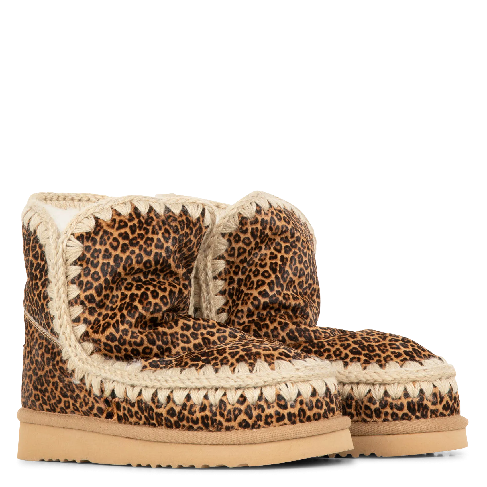 MOU ESKIMO 18  BOTINES DE CUERO CON ESTAMPADO DE LEOPARDO EN MULTICOLOR