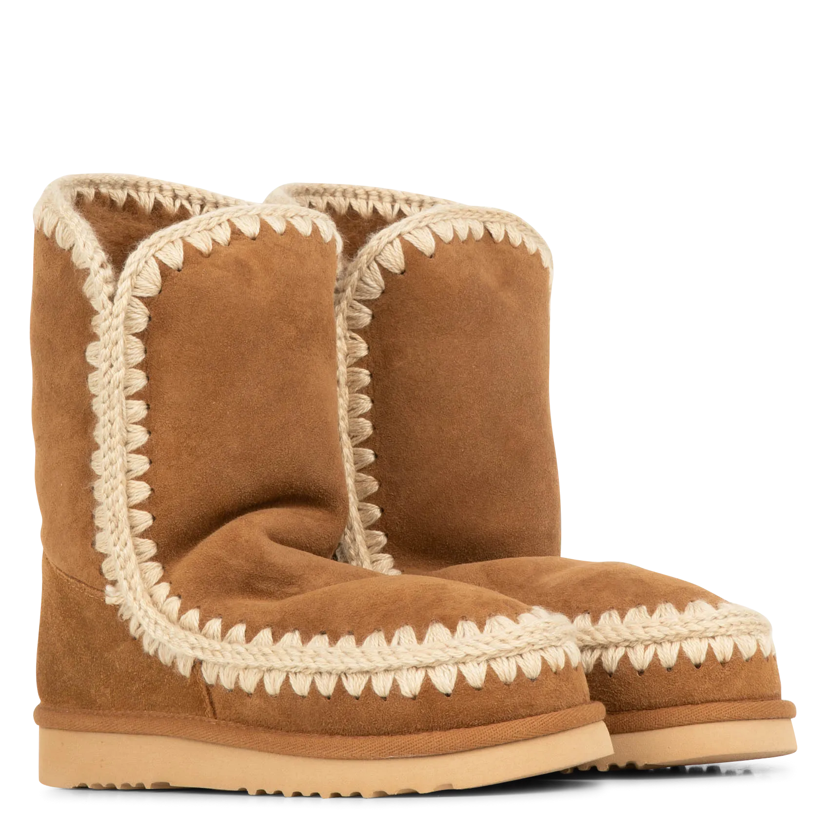 MOU ESKIMO BOOT  BOTINES DE CUERO CON PUNTA REDONDA Y FORRO DE PIEL EN MARRON