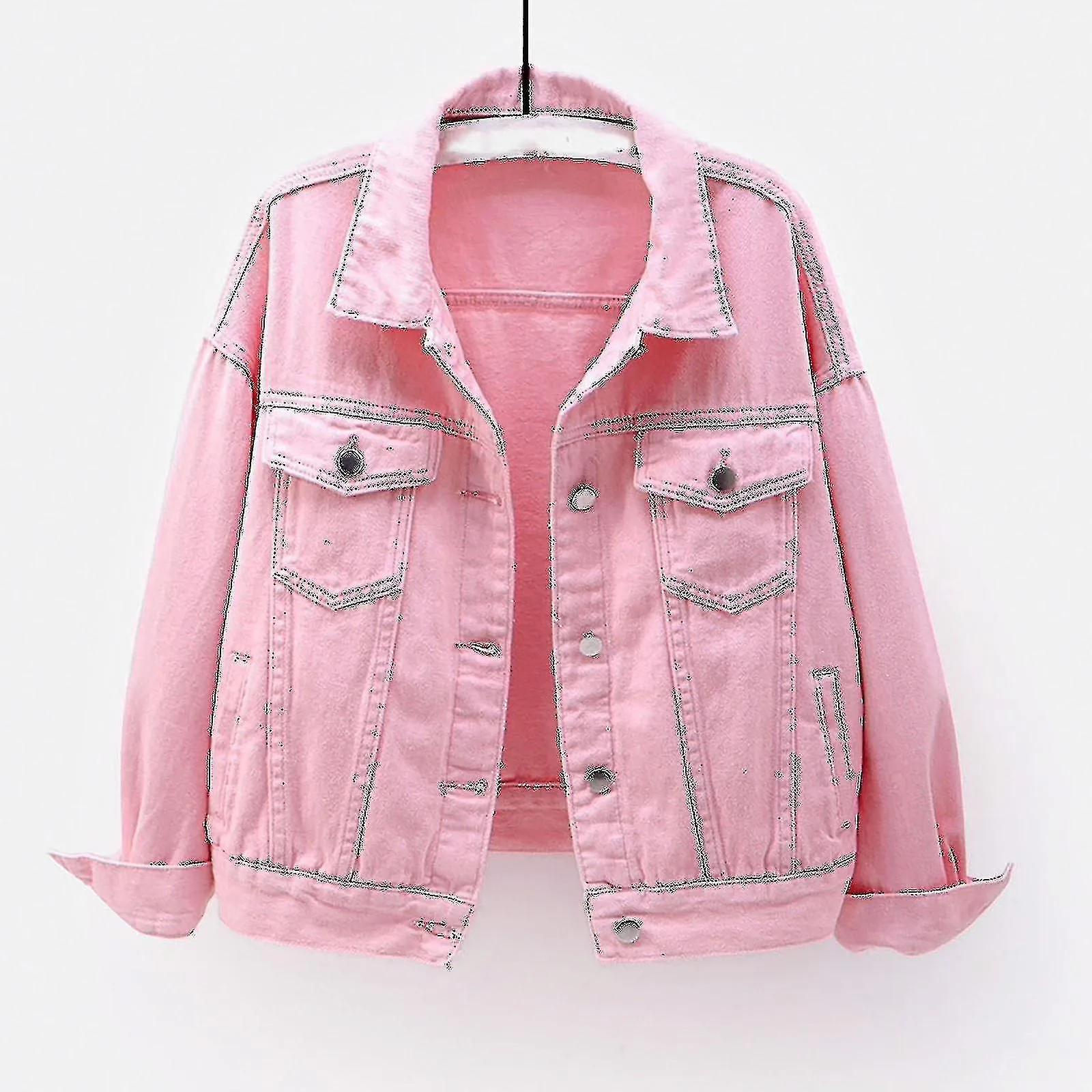 Mujeres Abrigos de Primavera y Otoño Cálido Sólido Manga Larga Chaqueta Vaquera Ropa Exterior