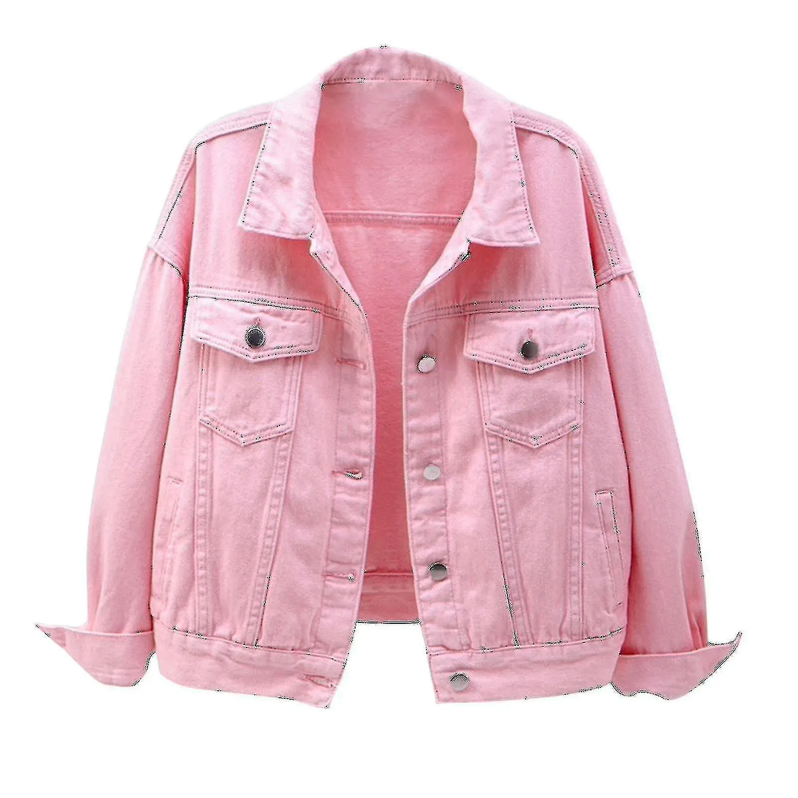 Mujeres Abrigos de Primavera y Otoño Cálido Sólido Manga Larga Chaqueta Vaquera Ropa Exterior