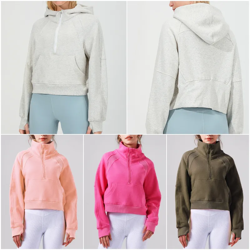 Mujeres SCUBA de gran tamaño 1/2 sudadera con capucha con sudadera con capucha media cremallera de cuello alto chaquetas de lana