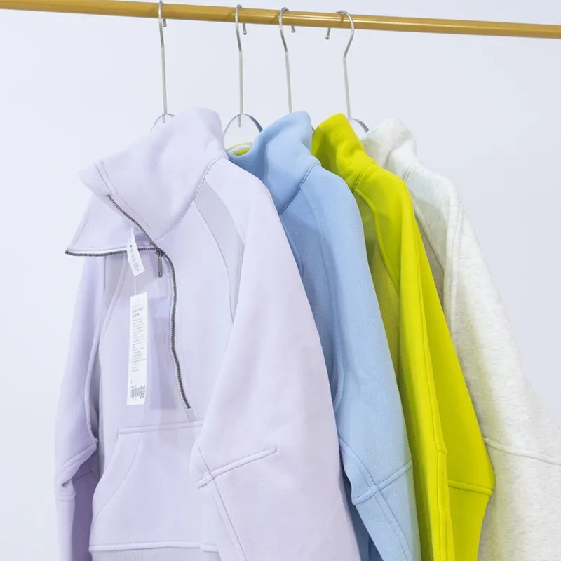 Mujeres SCUBA de gran tamaño 1/2 sudadera con capucha con sudadera con capucha media cremallera de cuello alto chaquetas de lana