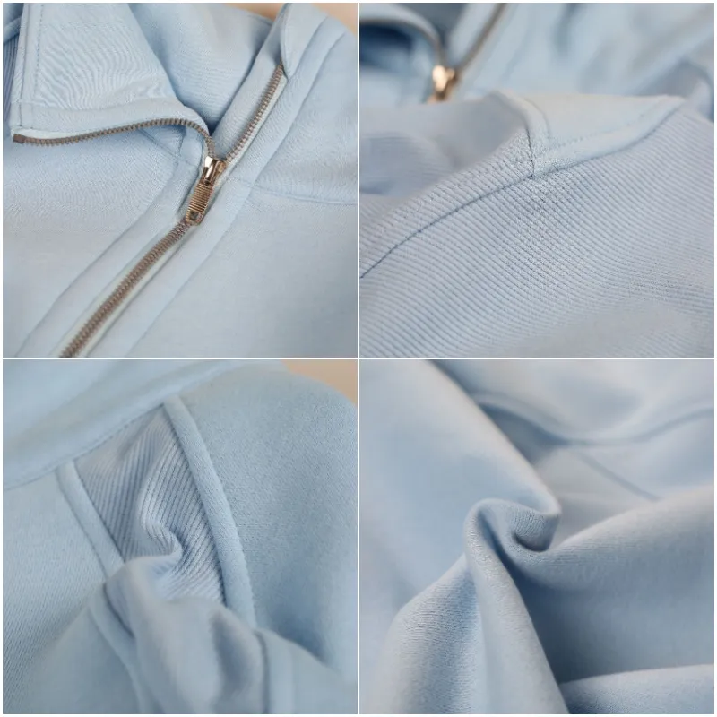 Mujeres SCUBA de gran tamaño 1/2 sudadera con capucha con sudadera con capucha media cremallera de cuello alto chaquetas de lana