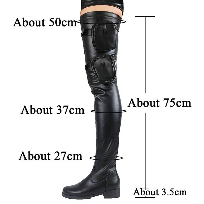 Nuevas bolsas de diseño de marca bolsas de bolsillo Botas altas Mujeres Zipper Casco Casual Sexy Fashion de alta calidad sobre l