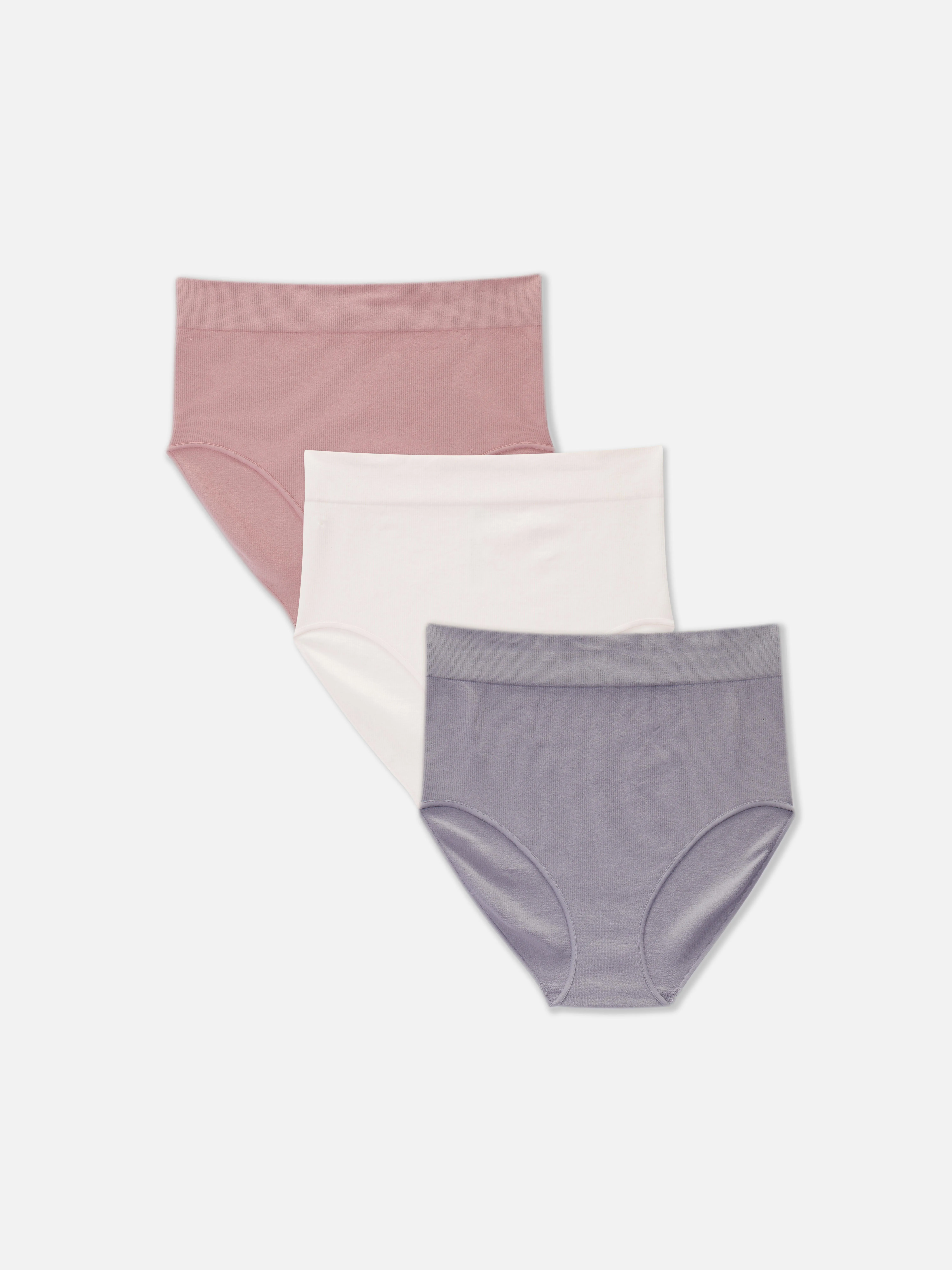 Pack de 3 braguitas altas acanaladas sin costuras