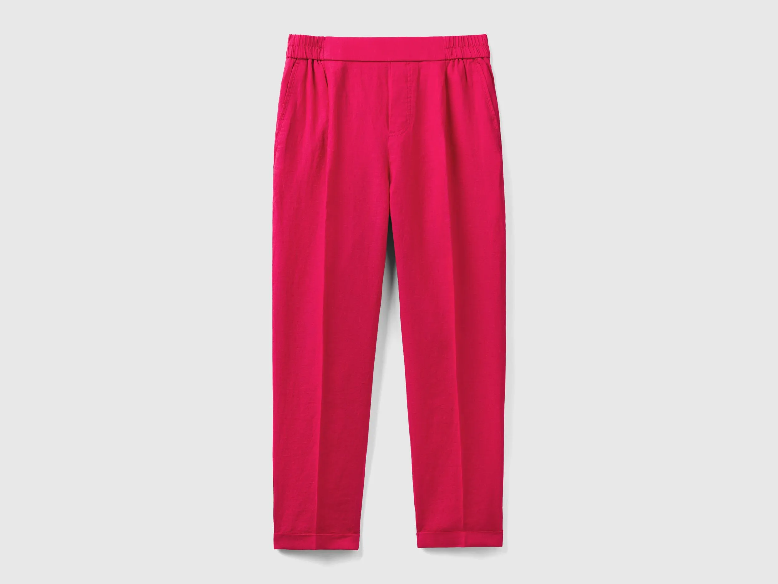 Pantalón cropped de 100% lino