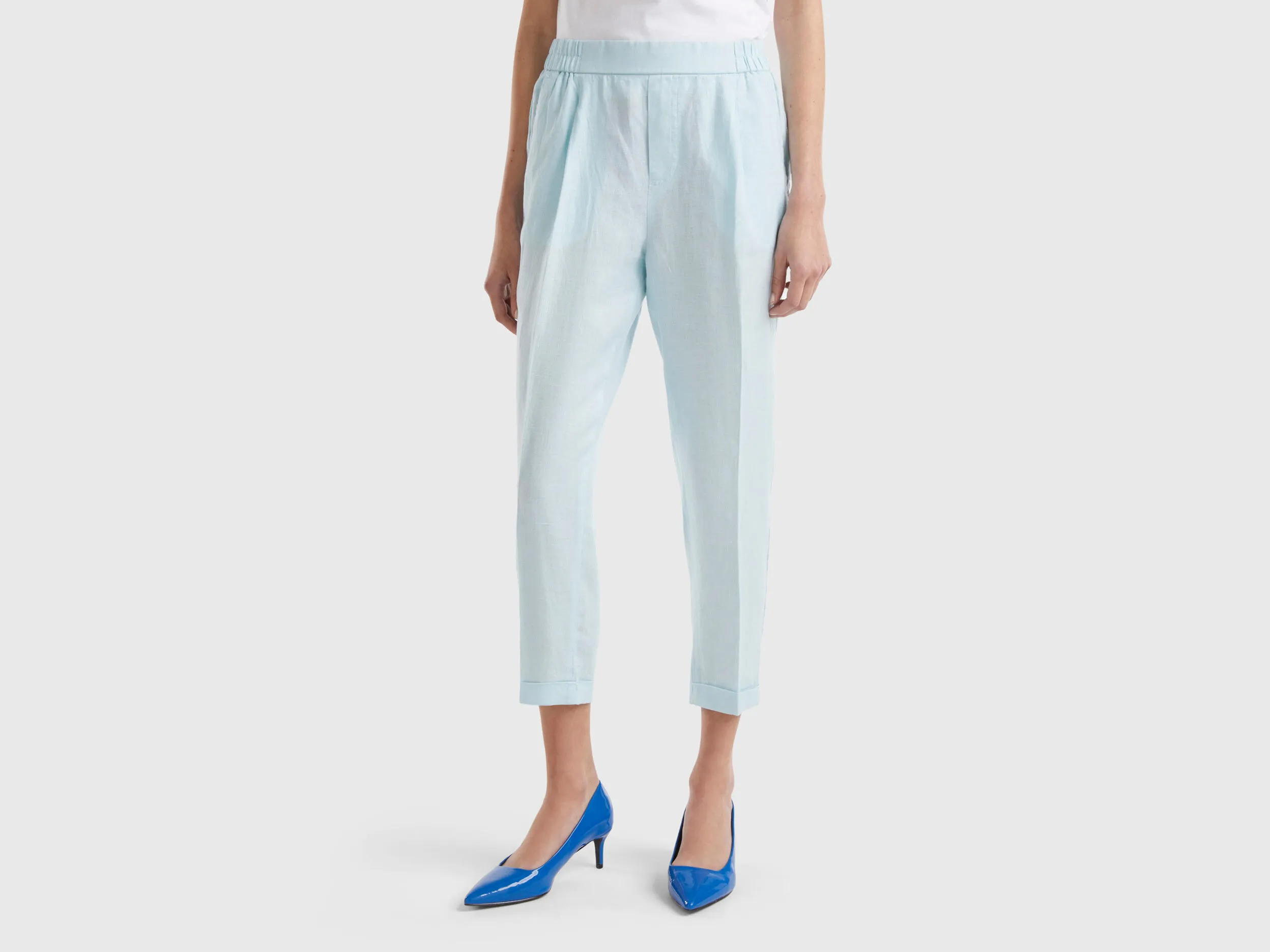 Pantalón de puro lino con elástico