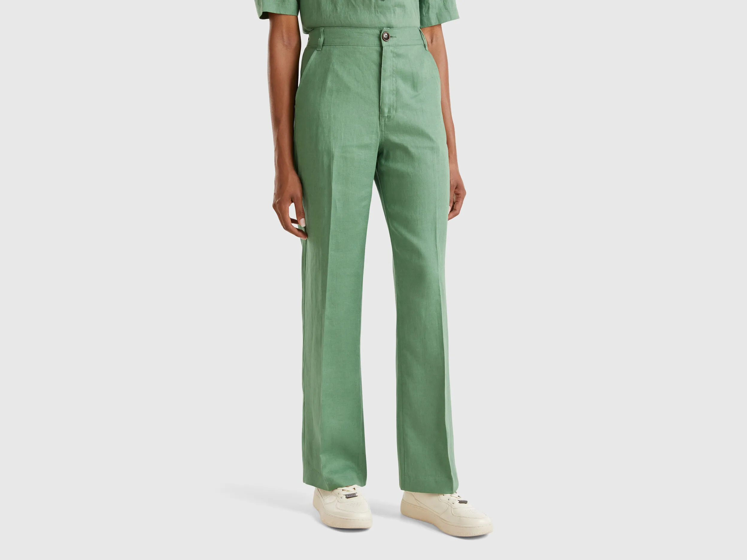 Pantalón recto de puro lino
