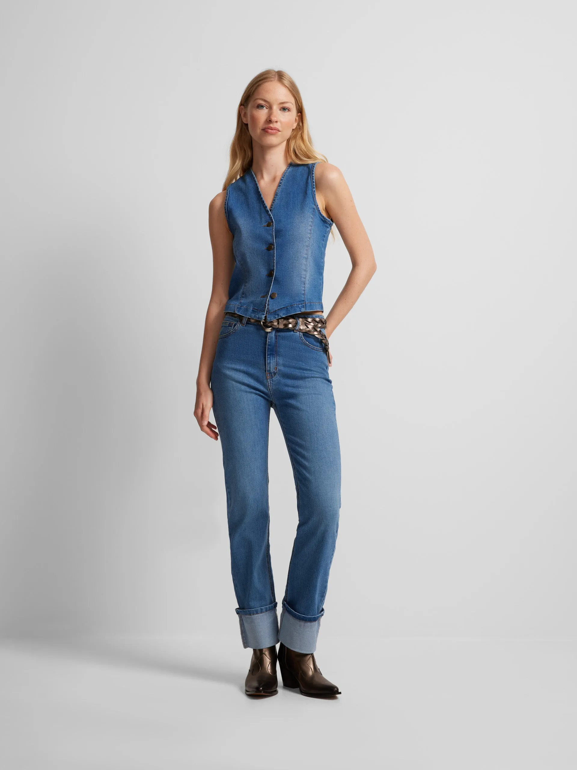 Pantalon vuelta denim