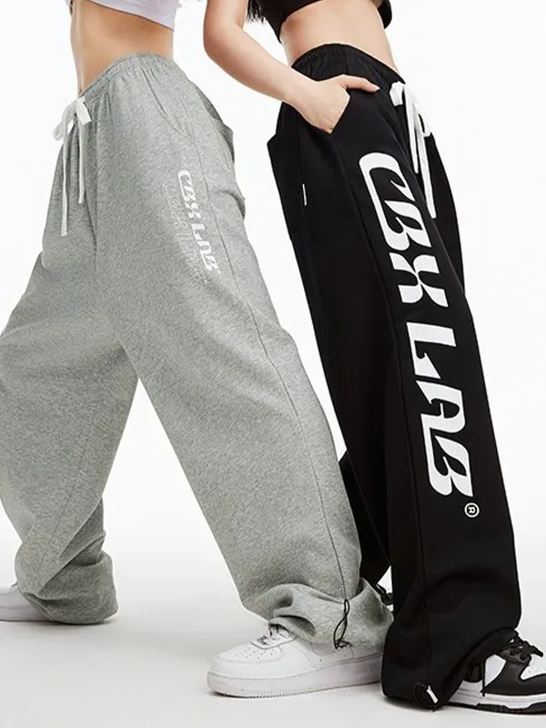 Pantalones de chándal finos holgados con estampado de colores en contraste