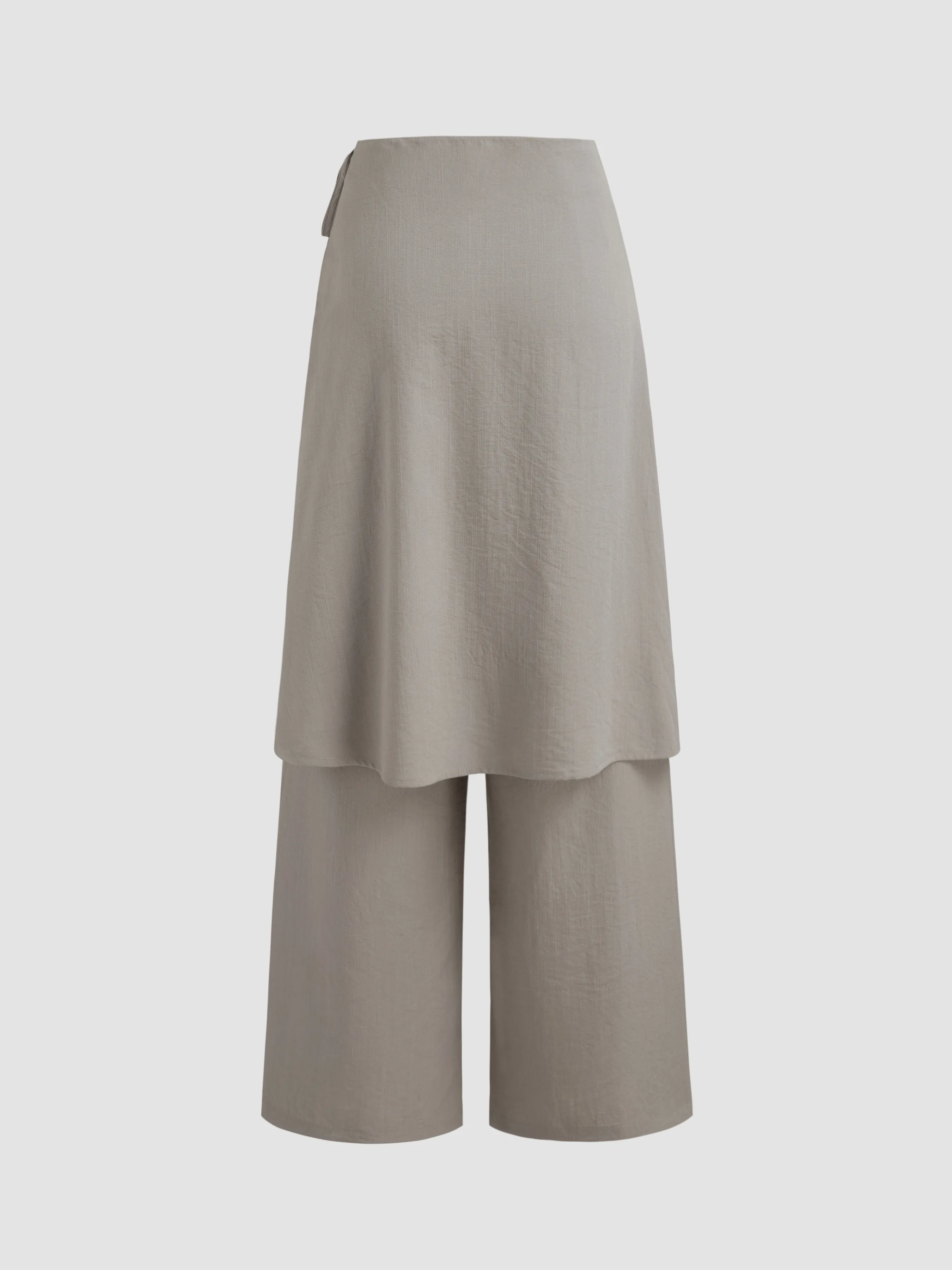 Pantalón ancho tejido de talle medio con nudo sólido