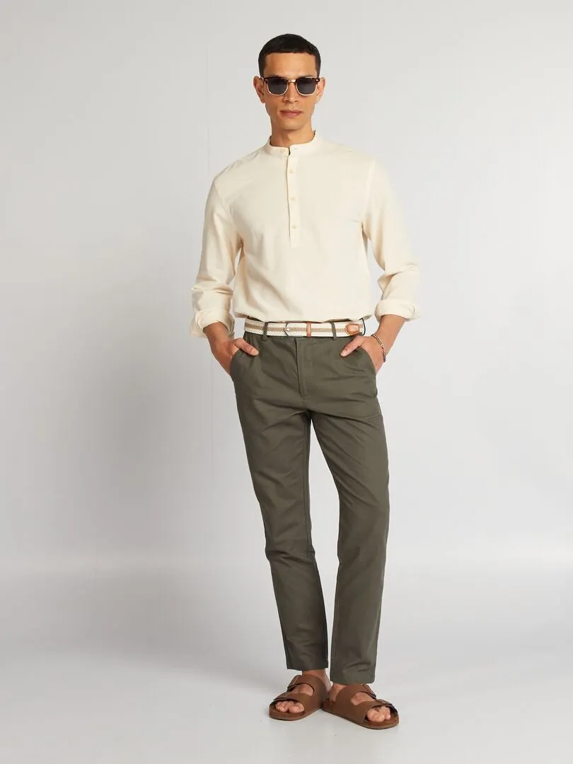 PANTALóN CHINO SLIM DE MEZCLA DE LINO  KAKI