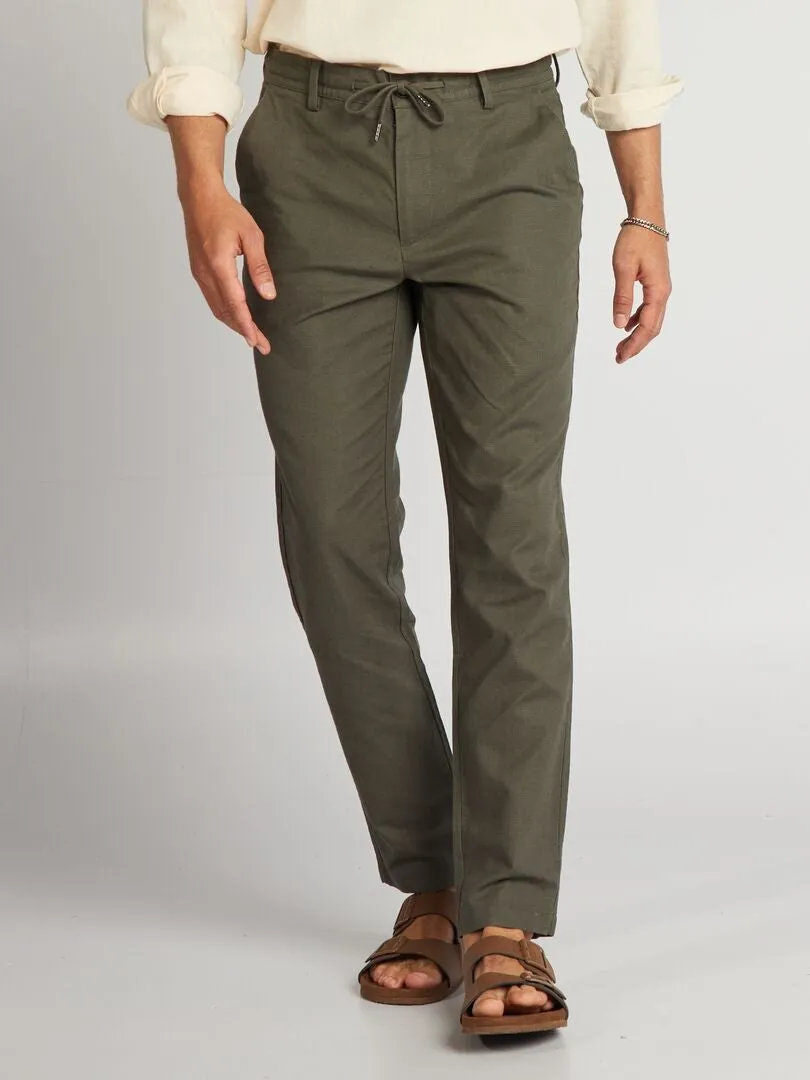 PANTALóN CHINO SLIM DE MEZCLA DE LINO  KAKI