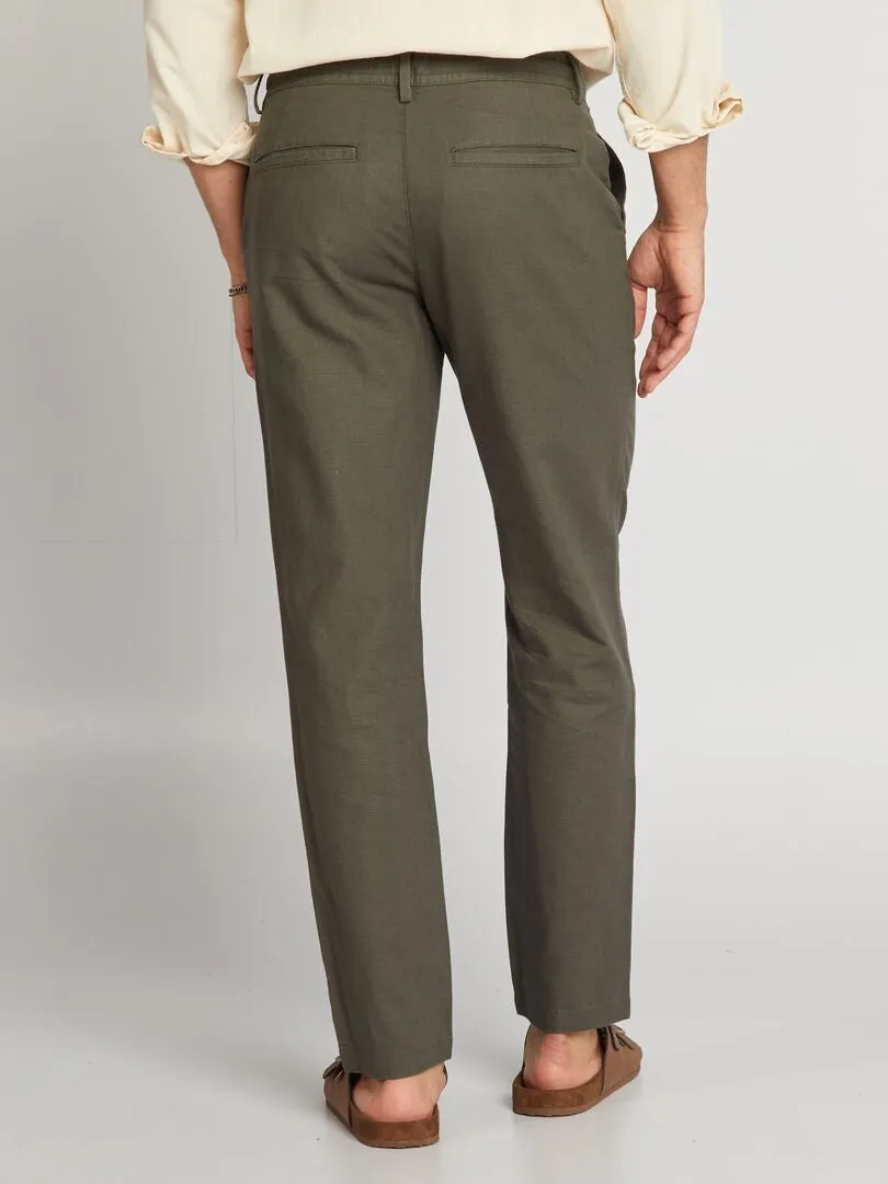 PANTALóN CHINO SLIM DE MEZCLA DE LINO  KAKI
