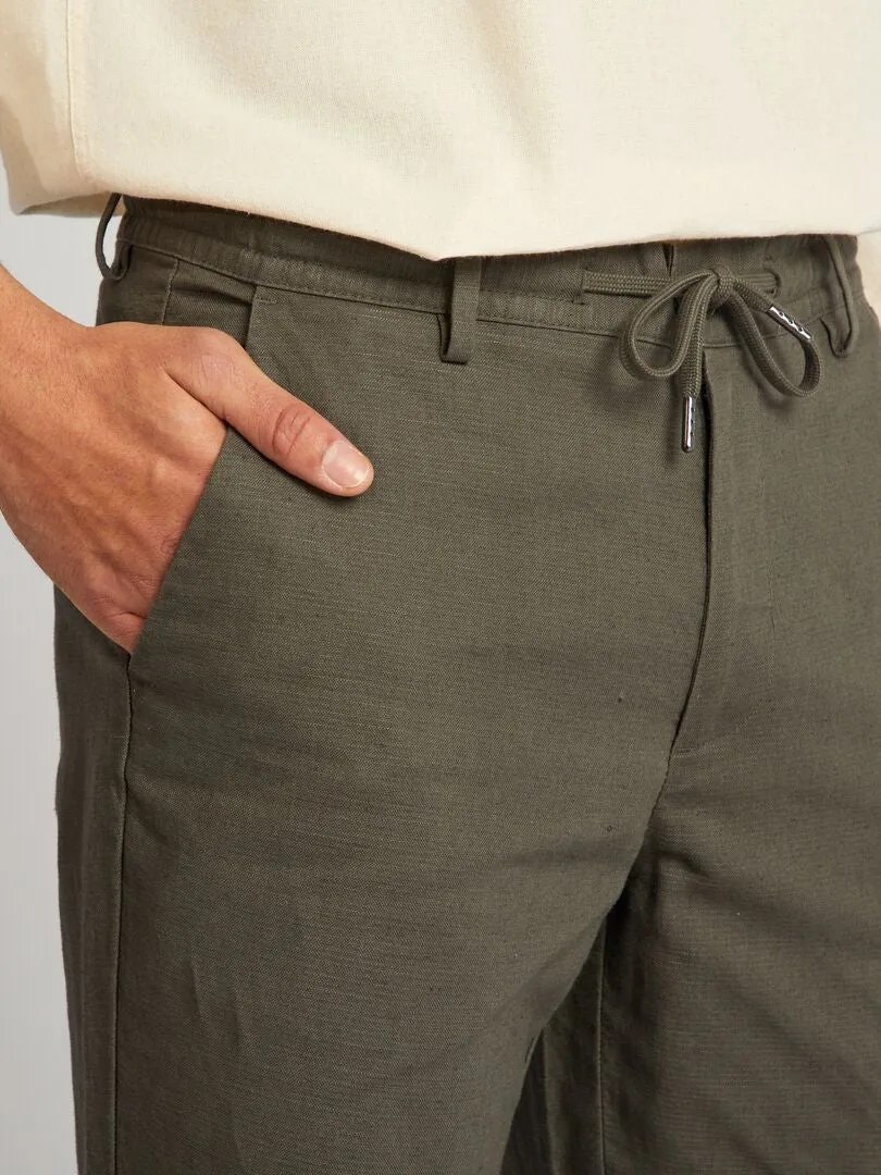 PANTALóN CHINO SLIM DE MEZCLA DE LINO  KAKI