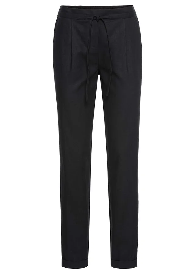 Pantalón de lino Negro
