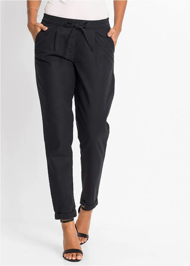 Pantalón de lino Negro