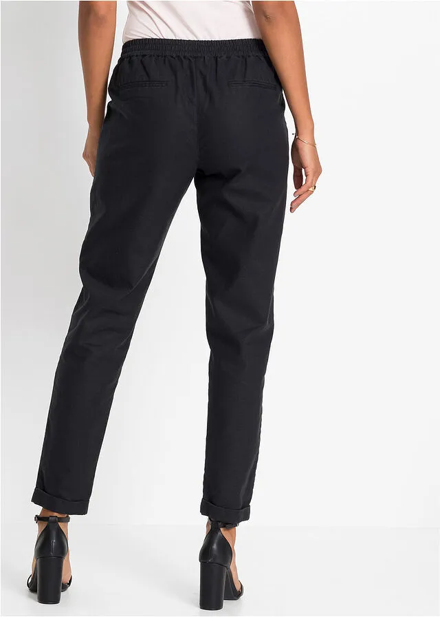 Pantalón de lino Negro