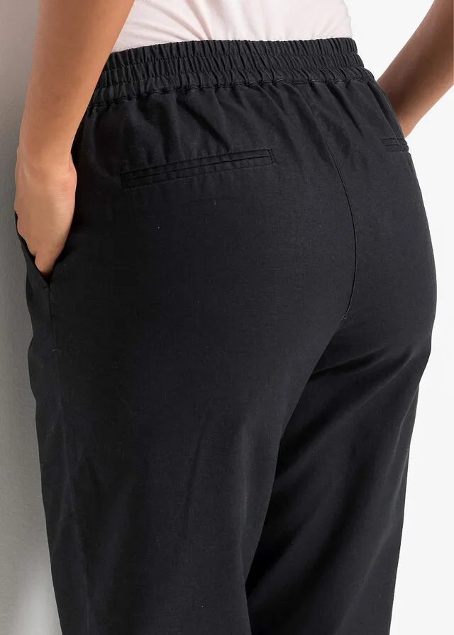 Pantalón de lino Negro