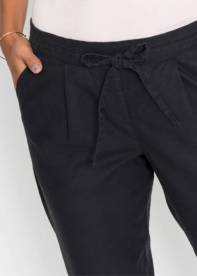 Pantalón de lino Negro