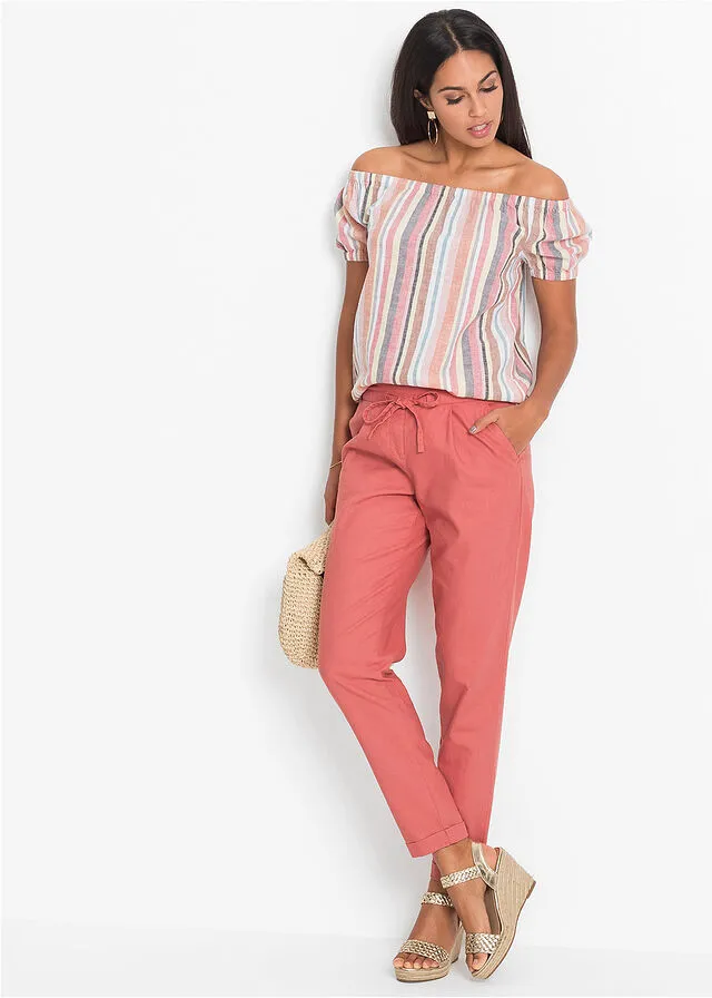 Pantalón de lino Ruibarbo