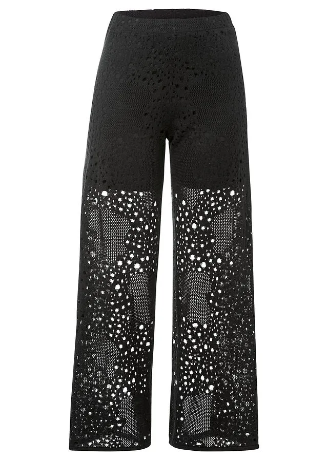 Pantalón de punto con cinturilla elástica Negro