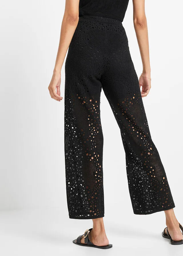 Pantalón de punto con cinturilla elástica Negro
