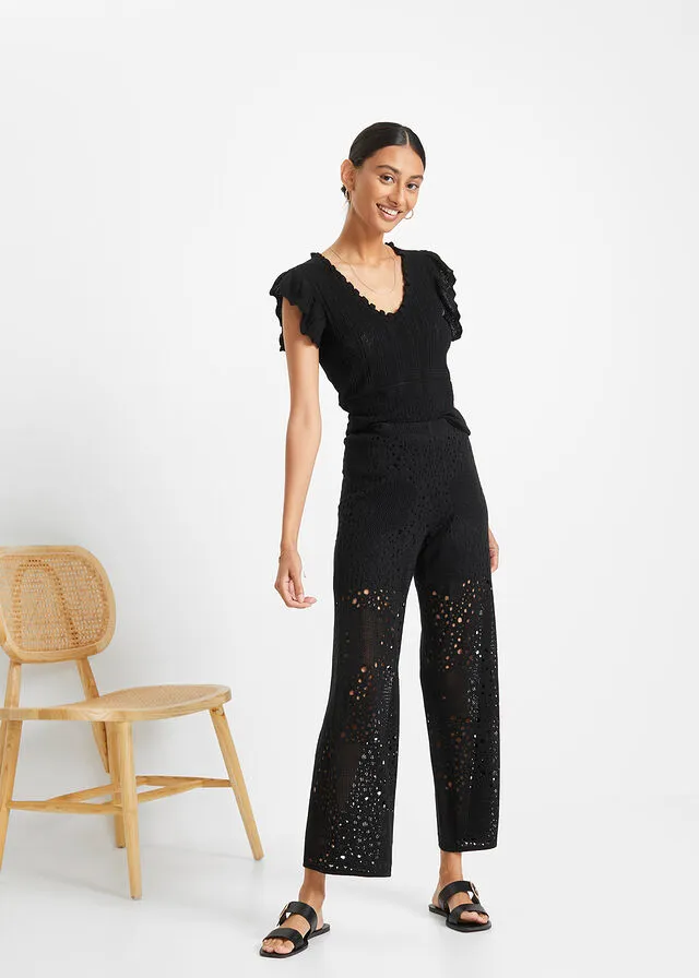 Pantalón de punto con cinturilla elástica Negro