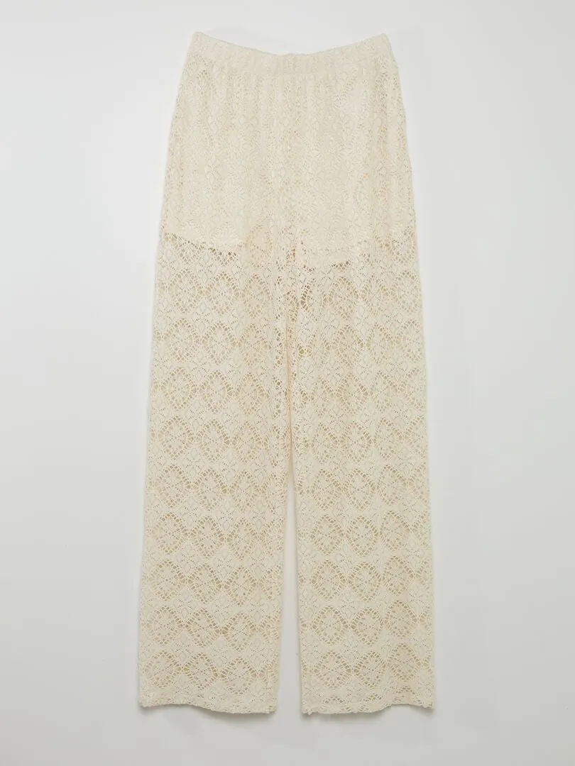 PANTALóN EVASé DE CROCHé  JDY TALL  BEIGE