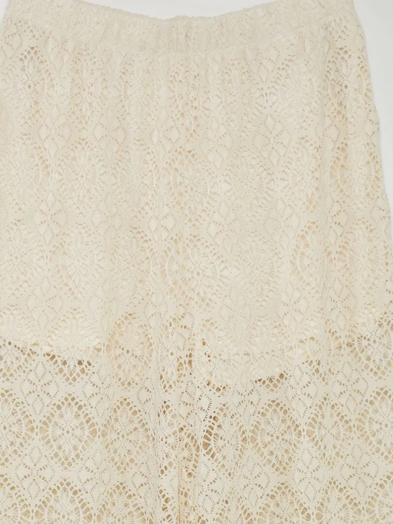 PANTALóN EVASé DE CROCHé  JDY TALL  BEIGE