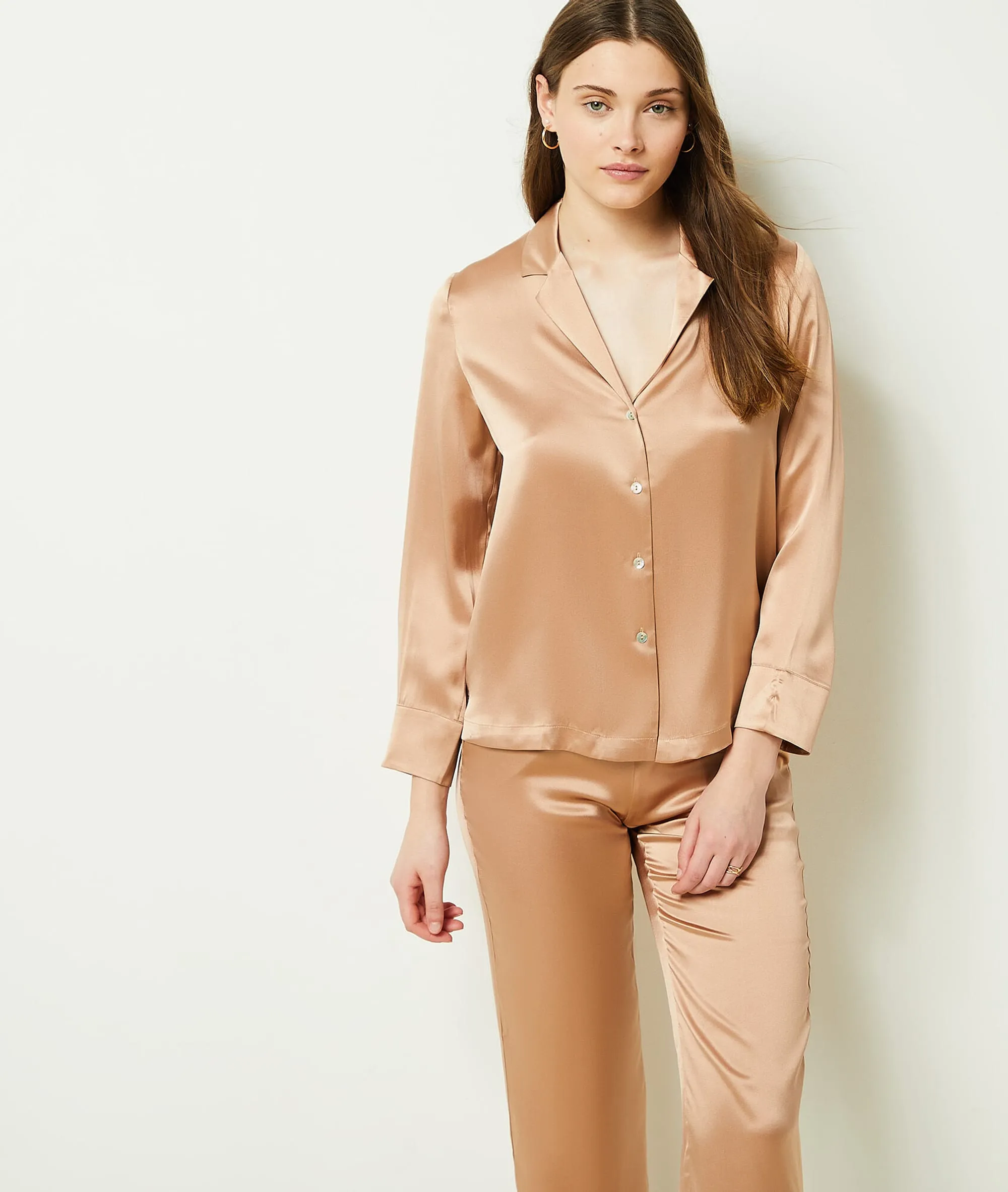 PANTALóN PIJAMA DE SEDA PEARLY ROSE POUDRE  ETAM