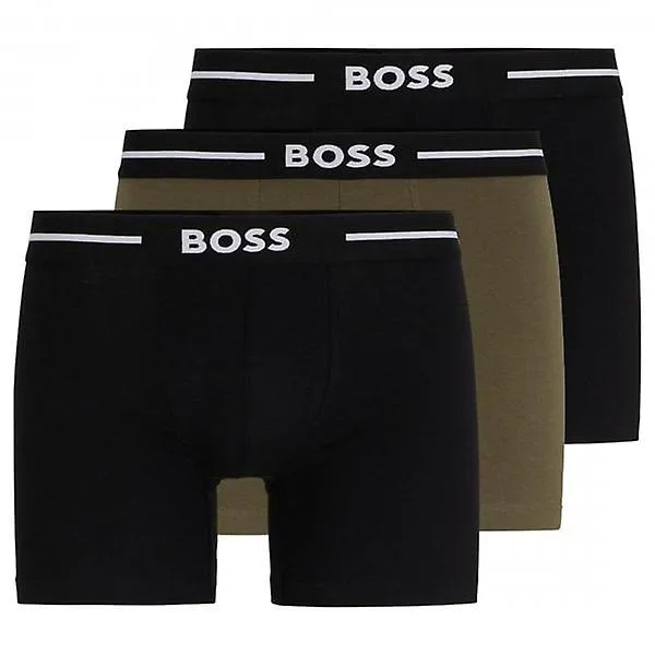 Paquete de 3 bóxers Hugo Boss Bold para hombre Negro/Caqui 963 50499400