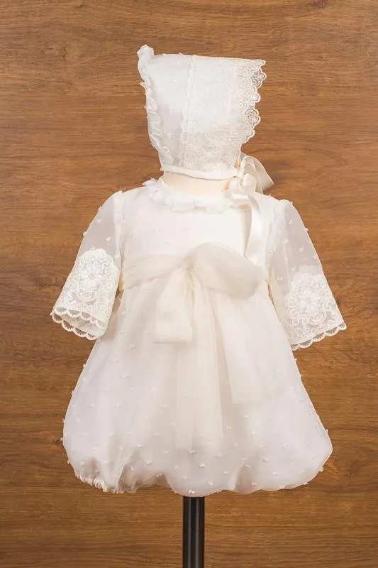 Pelele bautizo plumeti de organza con capota