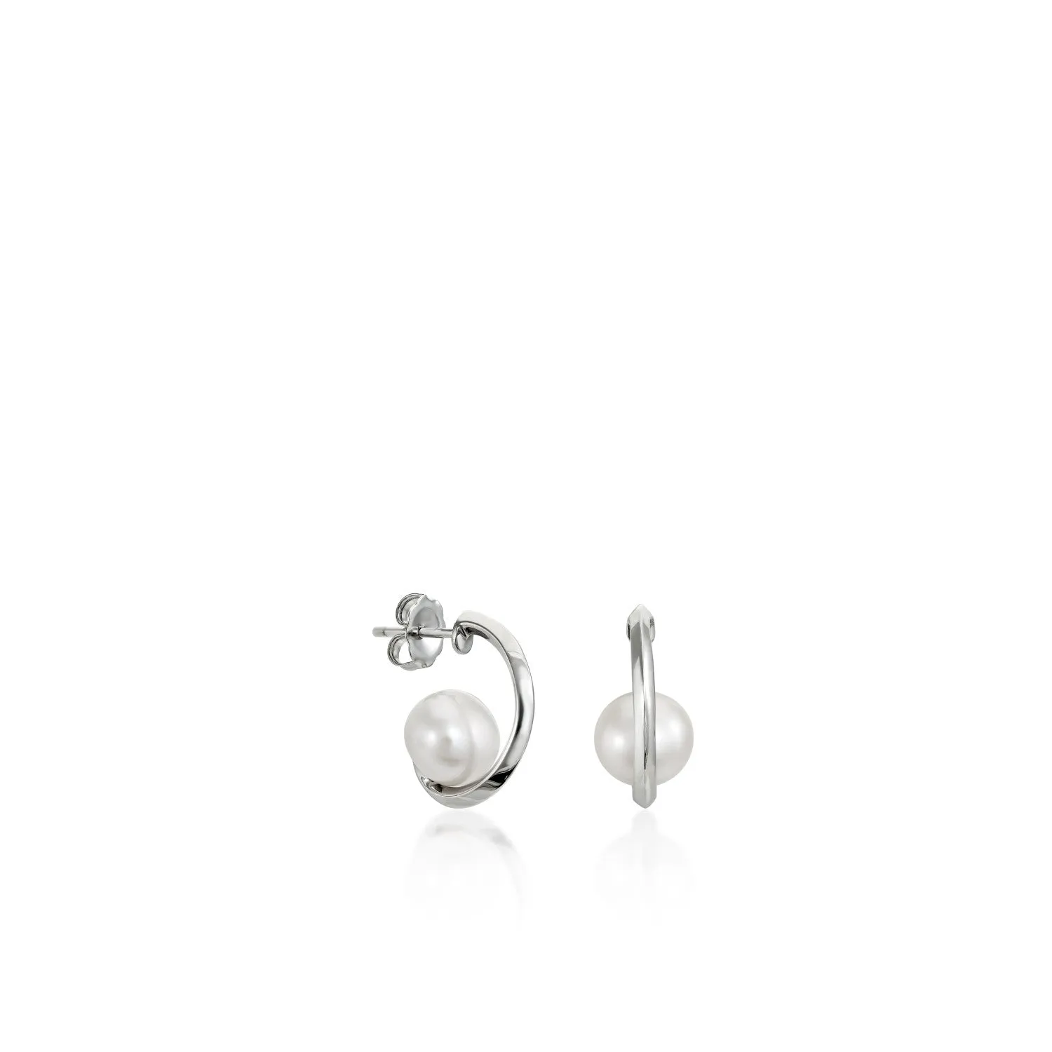 Pendientes aro de plata diseo mini con perla