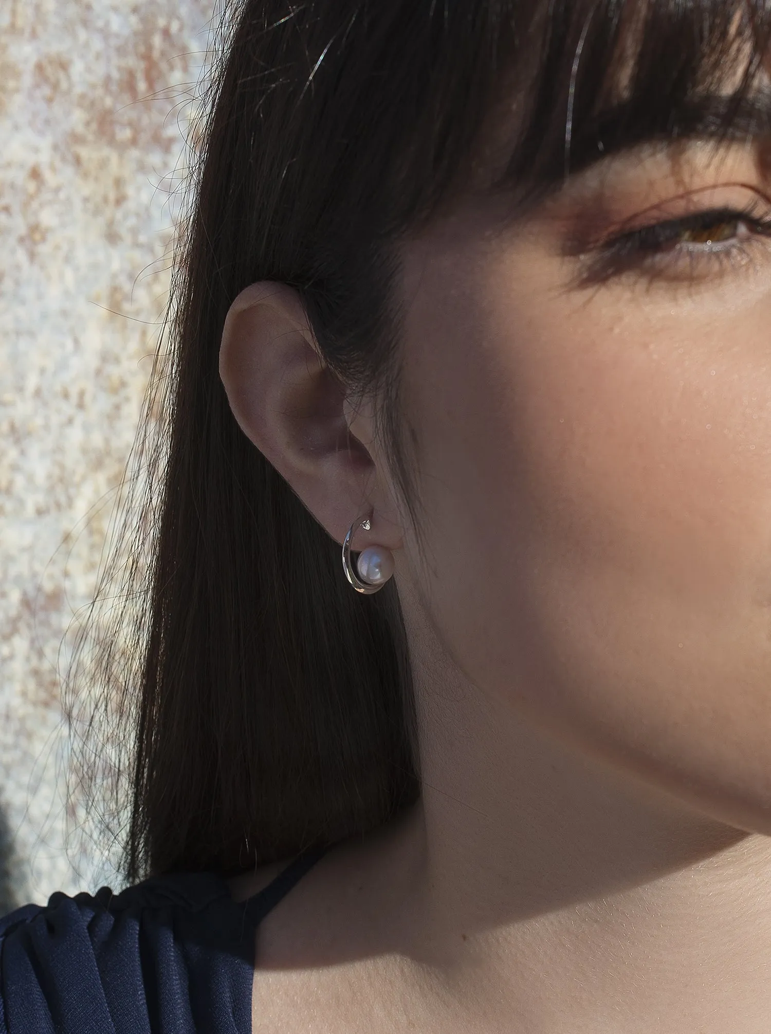 Pendientes aro de plata diseo mini con perla