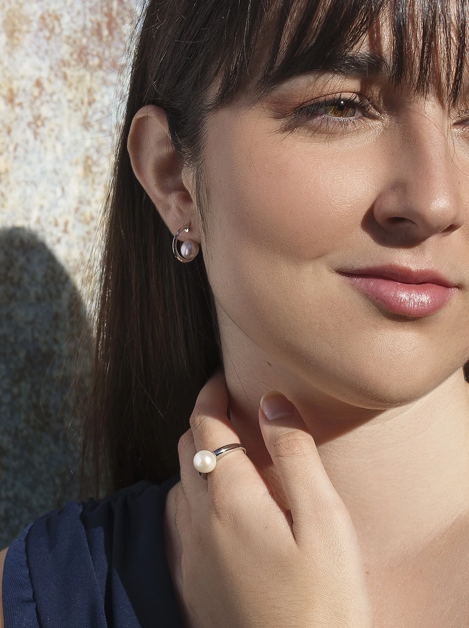 Pendientes aro de plata diseo mini con perla