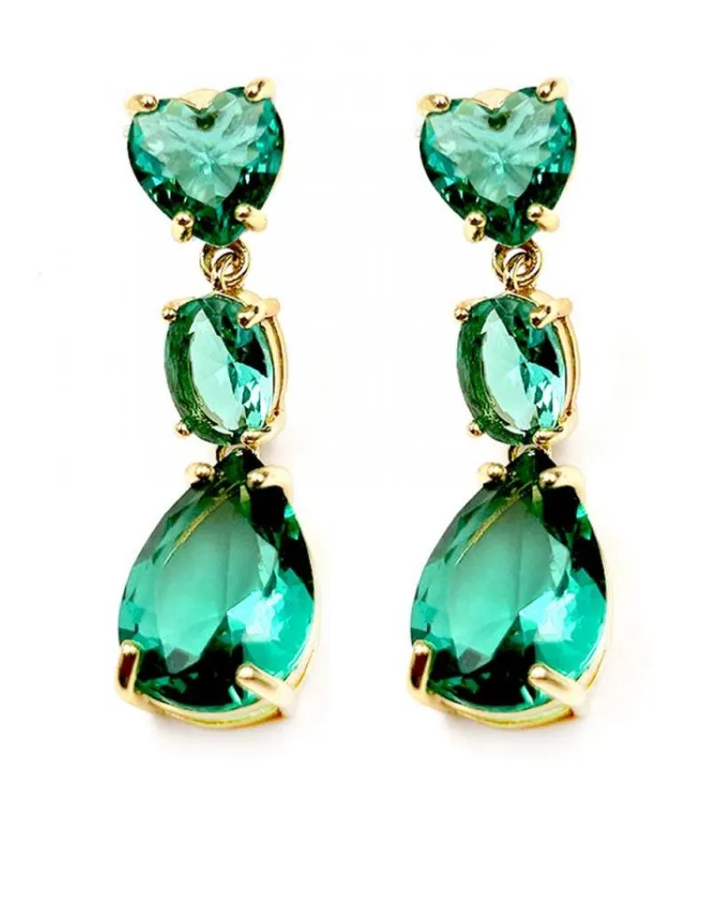 PENDIENTES LARGOS VERDES ESMERALDA MUY ELEGANTES PARA BODAS Y EVENTOS
