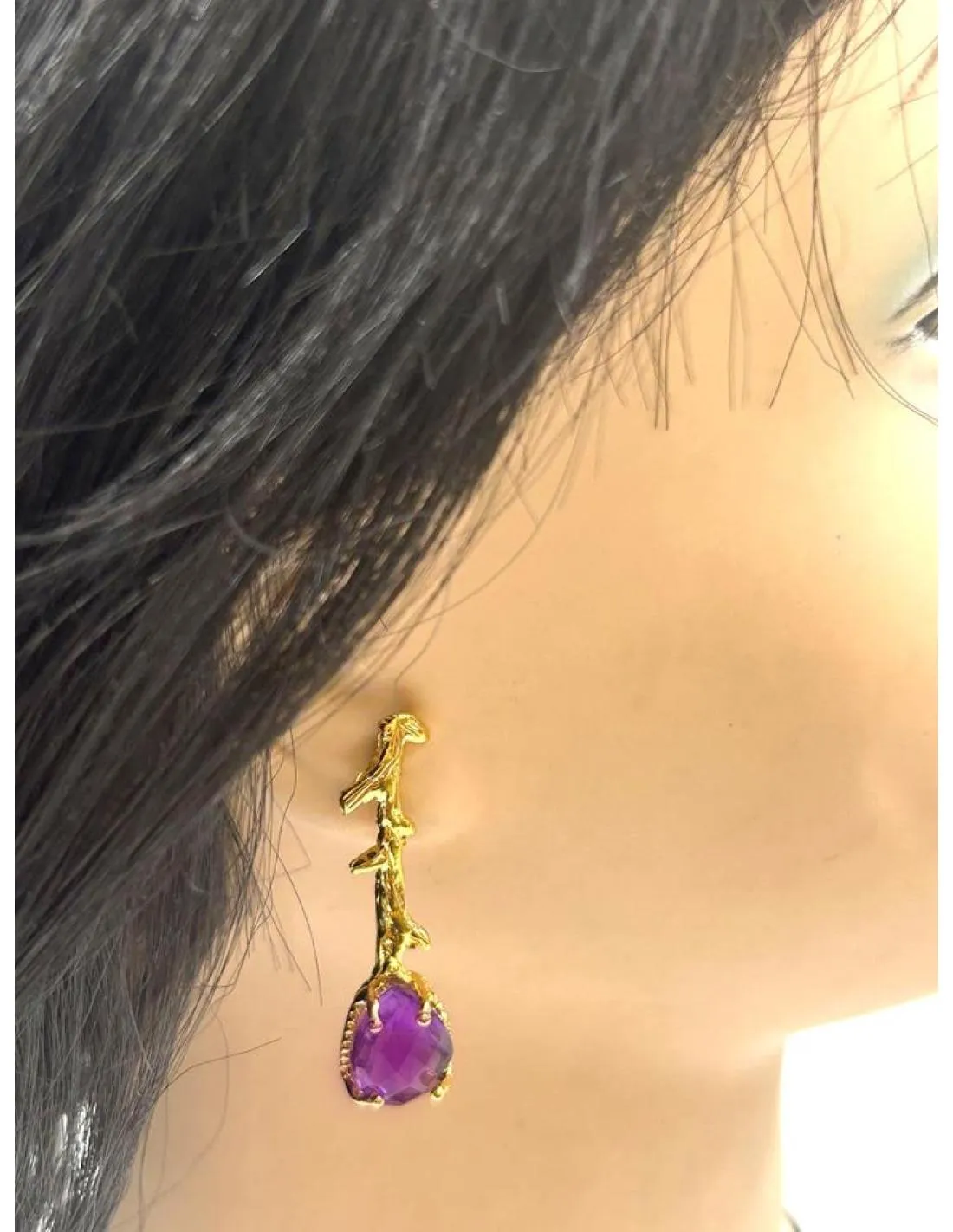 PENDIENTES MORADOS MUY ELEGANTES PARA BODAS Y BAUTIZOS