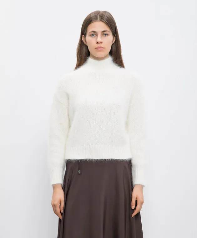 Peserico White angora turtleneck sweater
