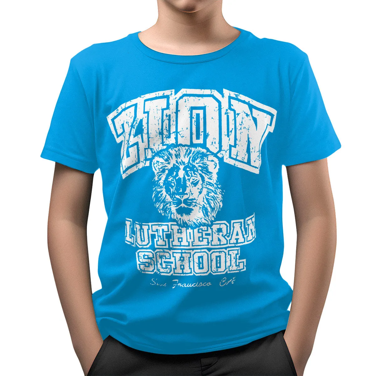 Playera Básica con Estampado de León para Nio, color Azul Cielo