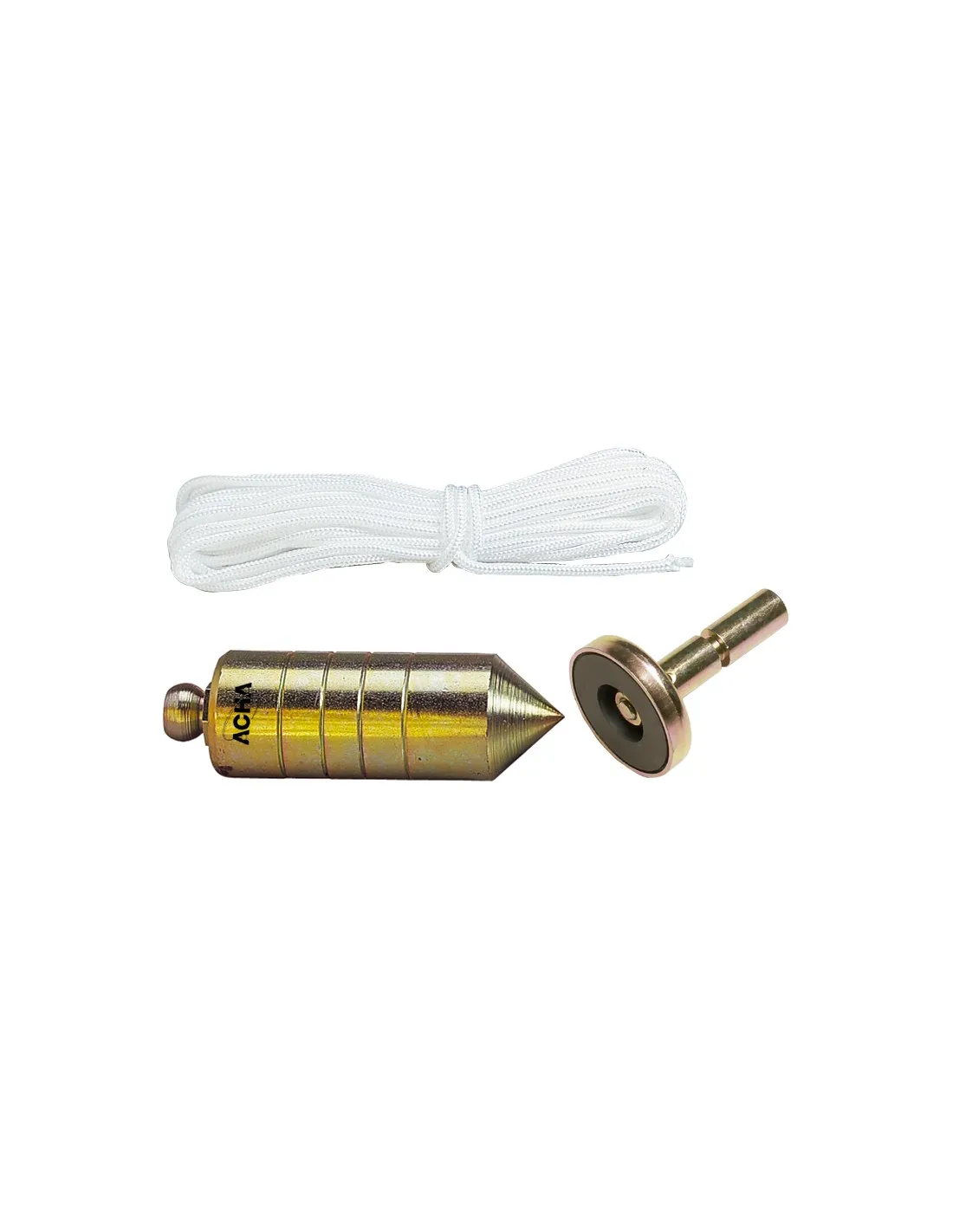 Plomada de acero zincada + Nuez con mango magnética metálica  500grs