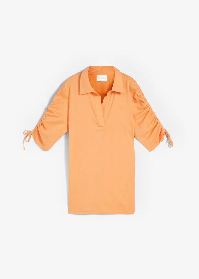 Polo con contenido de seda Naranja suave