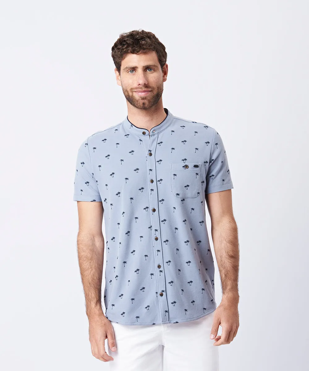 POLO MANGA CORTA PIQUE BASEBALL ESTAMPADO PV23 ACERO